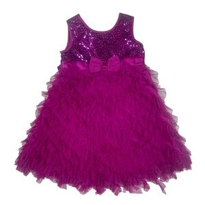 Jona Michelle Girls Purple Fuchsia Christmas Special Occasion Dress Sz 5 Sequins